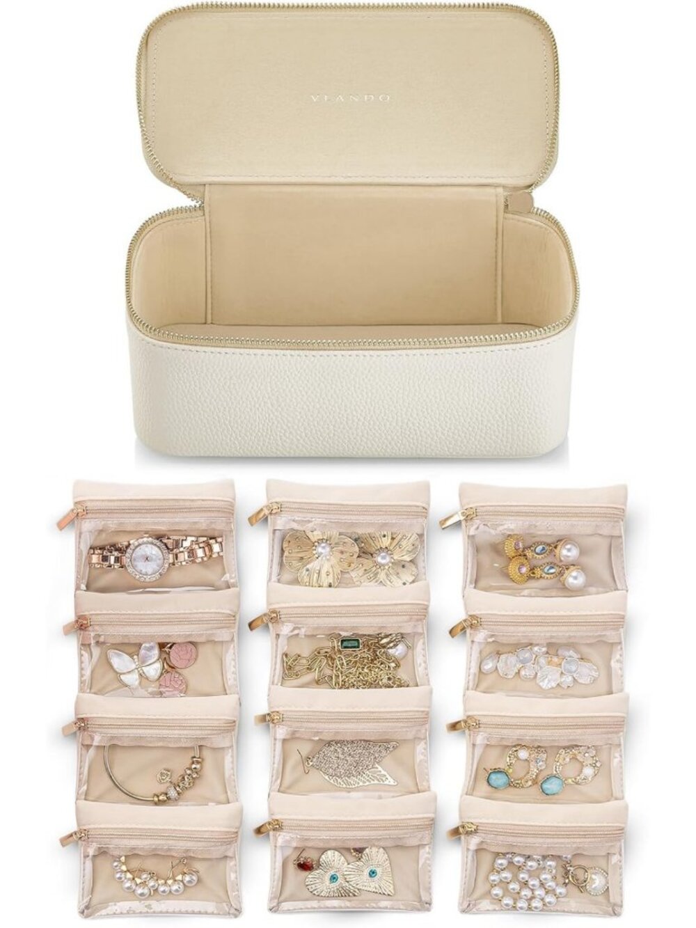 Chic Travel Jewelry Organizer Case with 12 Velvet Pouches - Perfect for